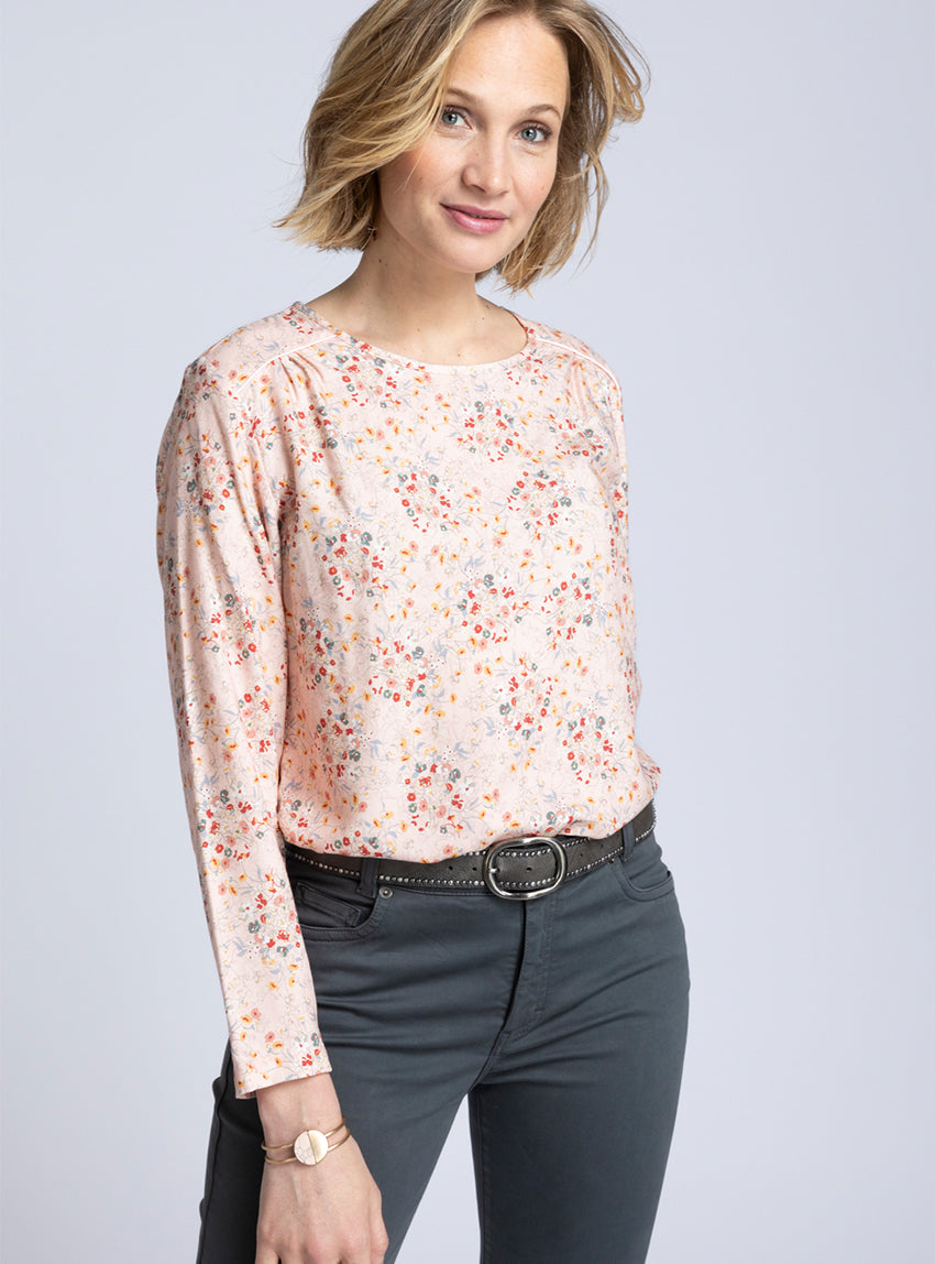 7208 FLS 2 blouse femme viscose floral rose Maison-solfin - Blouse femme en viscose chaude Floral Rose – 52