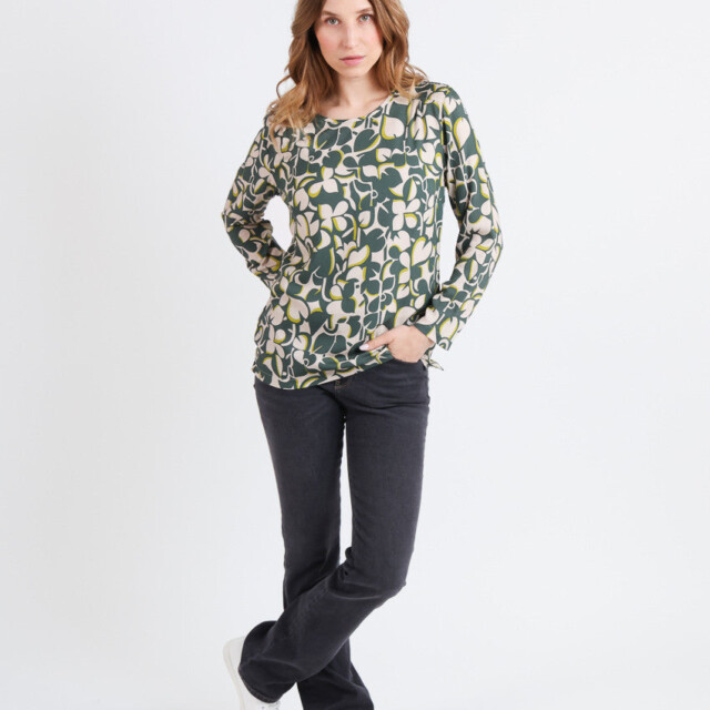 Maison-solfin - Blouse femme imprimé 100% viscose imprimé vert – 52