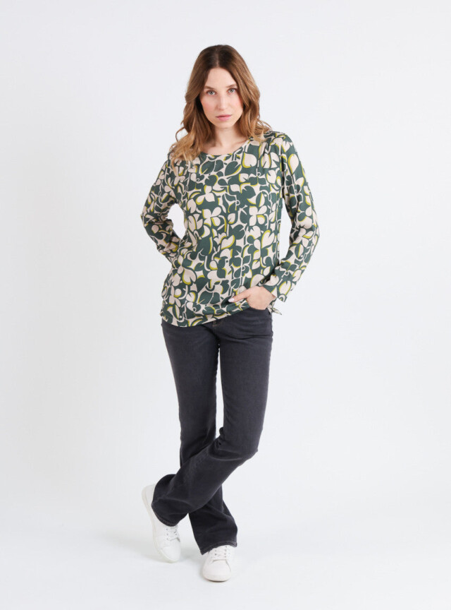 Maison-solfin - Blouse femme imprimé 100% viscose imprimé vert – 52