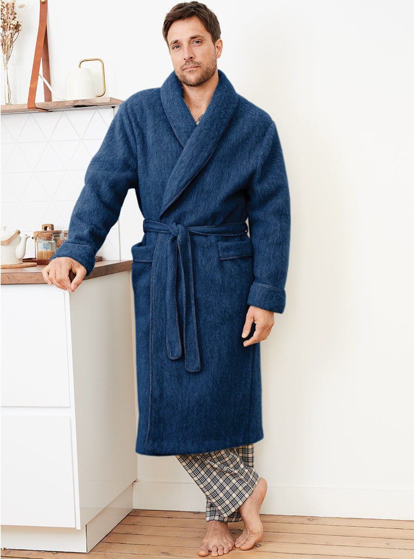 7239 BOC 1 robe de chambre homme laine pyrenees bleu ocean Maison-solfin - Robe de chambre homme en laine des Pyrénées bleu océan – L