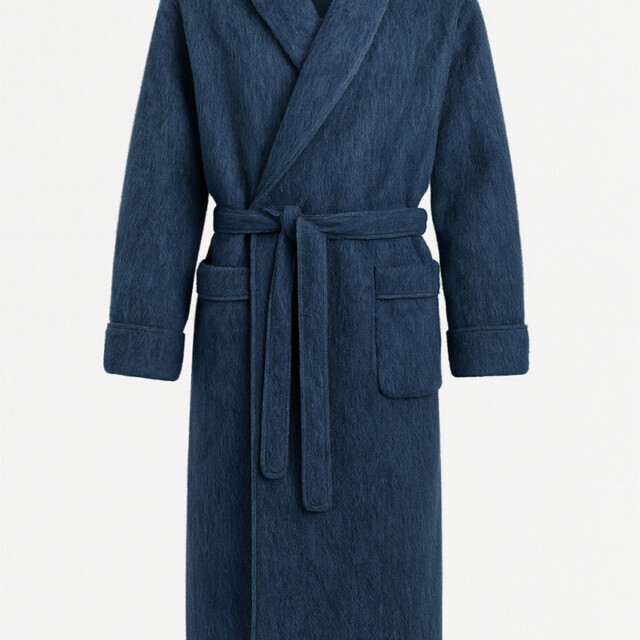 Maison-solfin - Robe de chambre homme en laine des Pyrénées bleu océan – L
