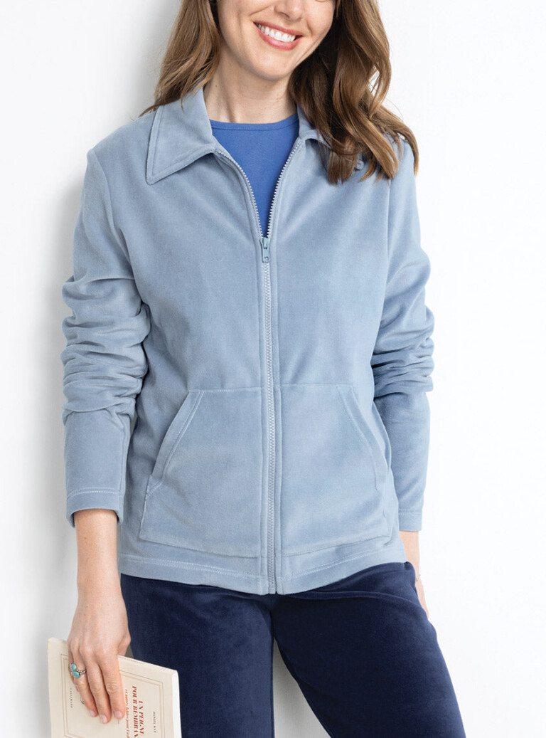 Maison Solfin - Veste femme en velours coton bleu nuage – 2