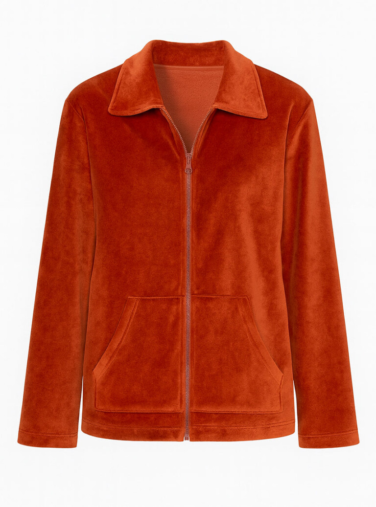 Maison Solfin - Veste femme en velours coton orange ocre – 5