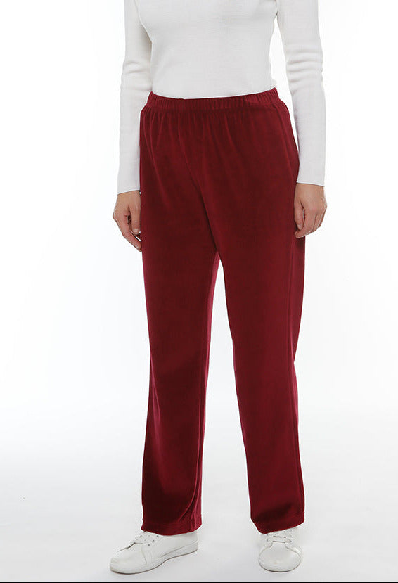MAISON SOLFIN - Pantalon velours femme rouge griotte