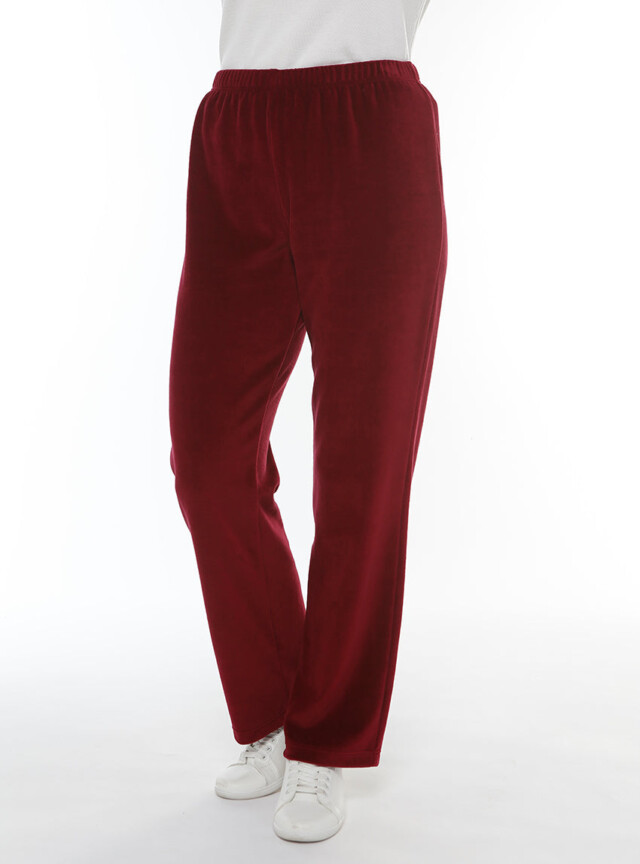 Maison-solfin - Pantalon velours femme rouge griotte – 4
