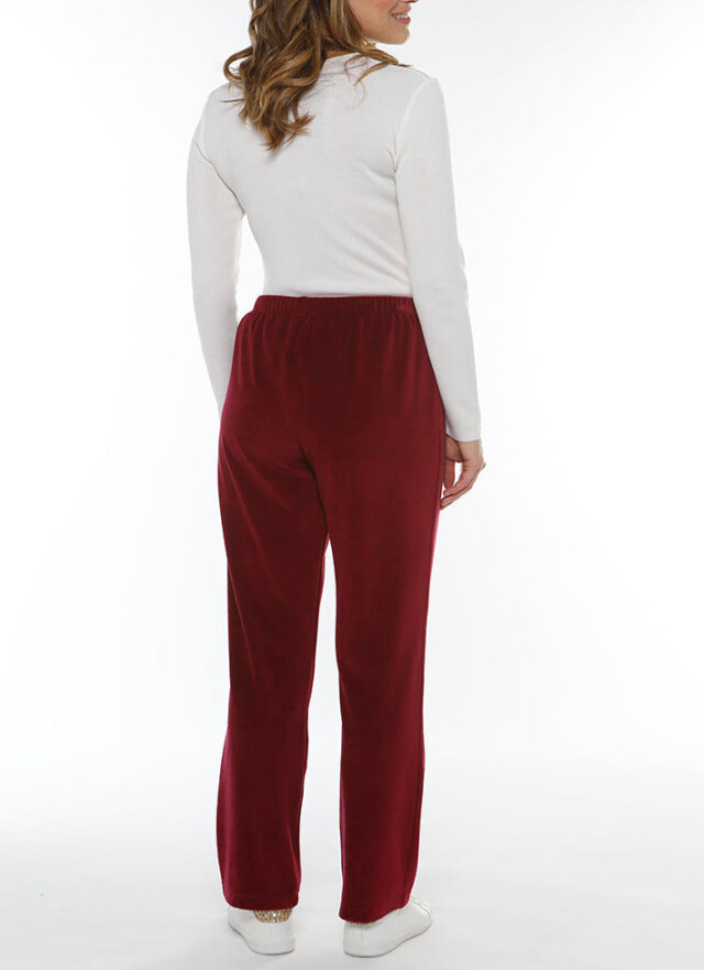 Maison-solfin - Pantalon velours femme rouge griotte – 4