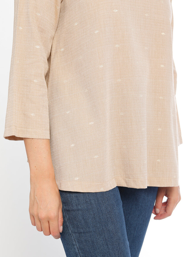Maison-solfin - Tunique femme beige forme trapèze en coton – 48