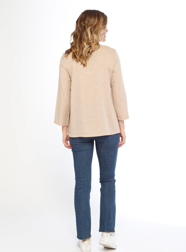 Maison-solfin - Tunique femme beige forme trapèze en coton – 48