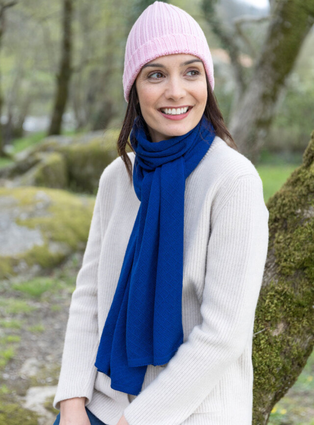 Maison Solfin - Bonnet femme en laine mérinos rose doux – U