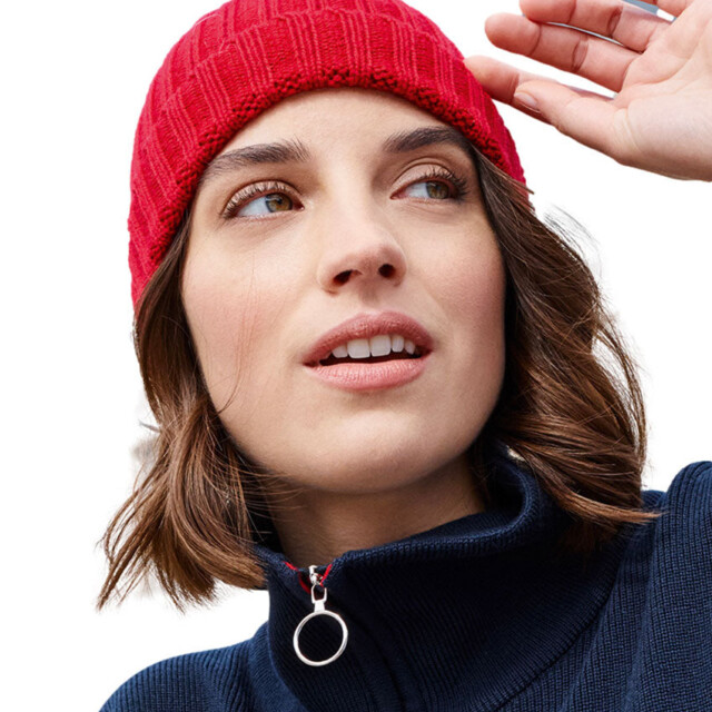 Maison Solfin - Bonnet femme en laine mérinos rouge – U