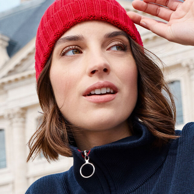 Maison Solfin - Bonnet femme en laine mérinos rouge – U