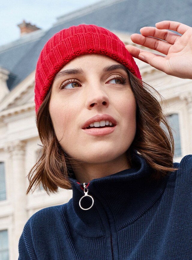 Maison Solfin - Bonnet femme en laine mérinos rouge – U