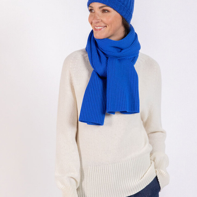 Maison Solfin - Bonnet femme en laine mérinos bleu – U