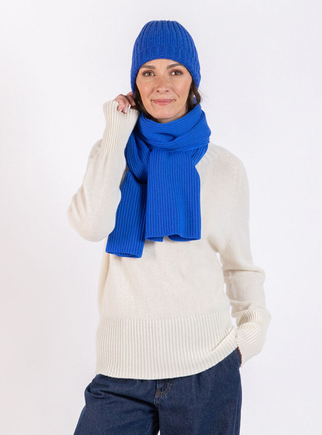 Maison Solfin - Bonnet femme en laine mérinos bleu – U