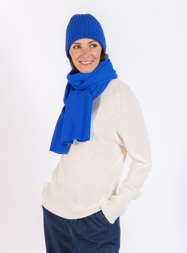 Maison Solfin - Bonnet femme en laine mérinos bleu – U
