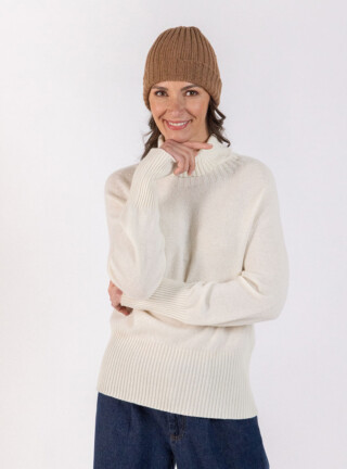 Bonnet mixte en laine mérinos marron par la marque MAISON SOLFIN MAISON SOLFIN - Bonnet mixte en laine mérinos marron