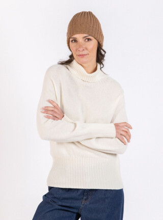 MAISON SOLFIN - Bonnet femme en laine mérinos marron