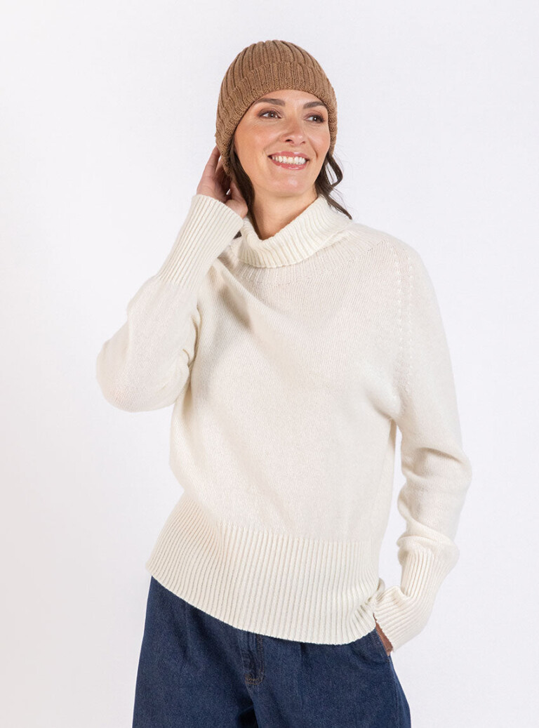 Maison Solfin - Bonnet femme en laine mérinos marron – U