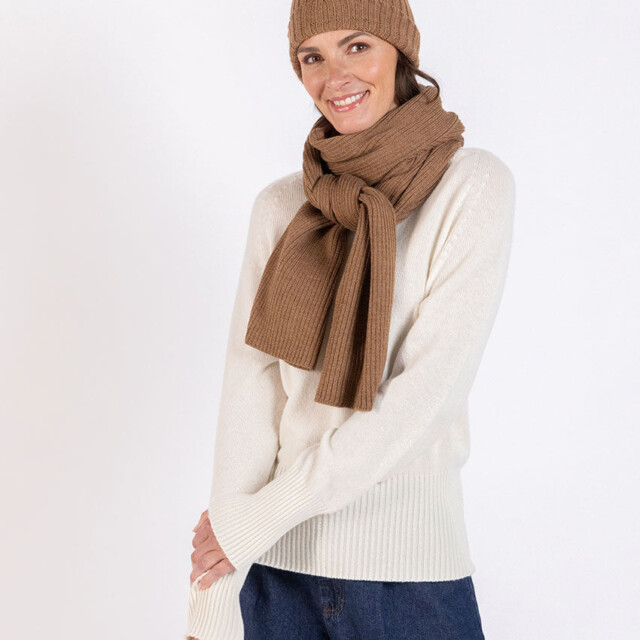 Maison Solfin - Bonnet femme en laine mérinos marron – U