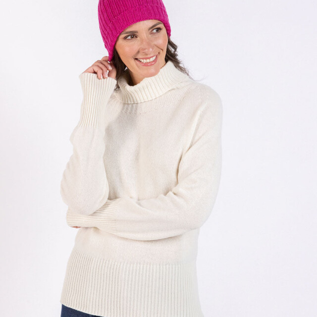Maison Solfin - Bonnet femme en laine mérinos rose – U