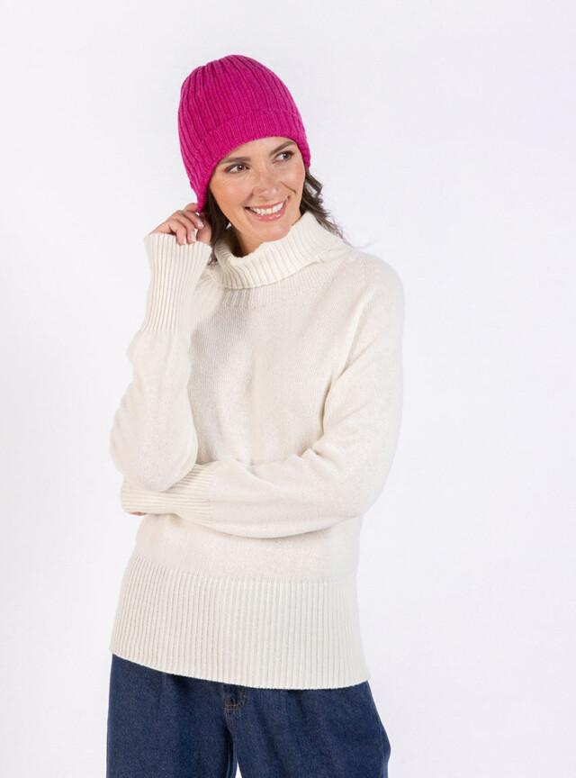 Maison Solfin - Bonnet femme en laine mérinos rose – U