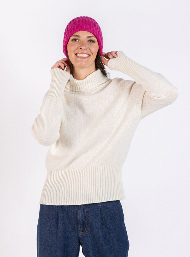 Maison Solfin - Bonnet femme en laine mérinos rose – U