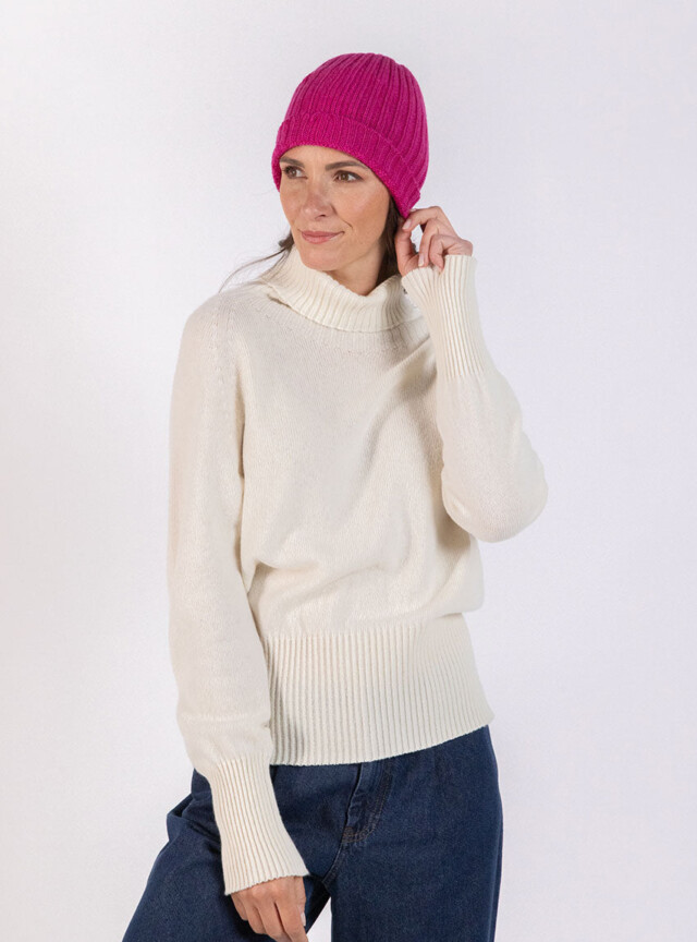 Bonnet femme en laine mérinos rose par la marque MAISON SOLFIN MAISON SOLFIN - Bonnet femme en laine mérinos rose