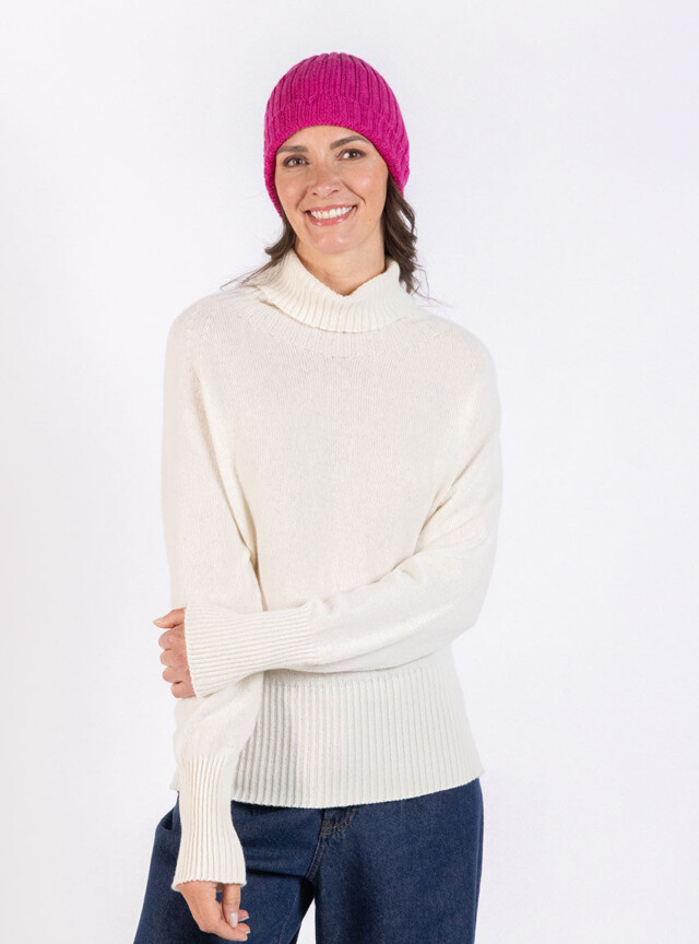 Maison Solfin - Bonnet femme en laine mérinos rose – U