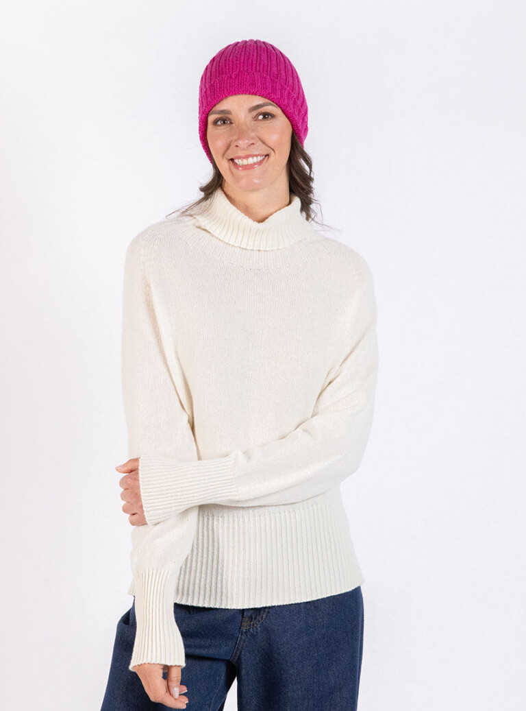 Maison Solfin - Bonnet femme en laine mérinos rose – U