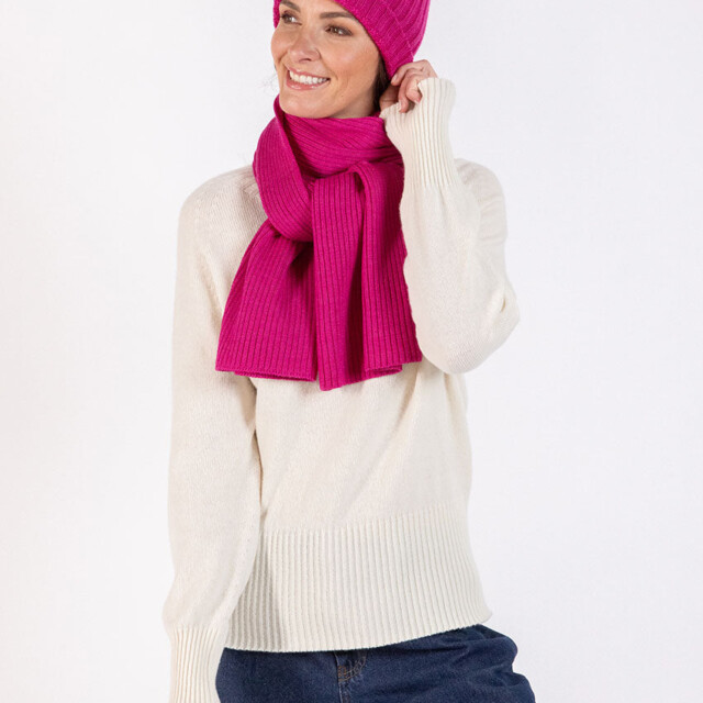 Maison Solfin - Bonnet femme en laine mérinos rose – U