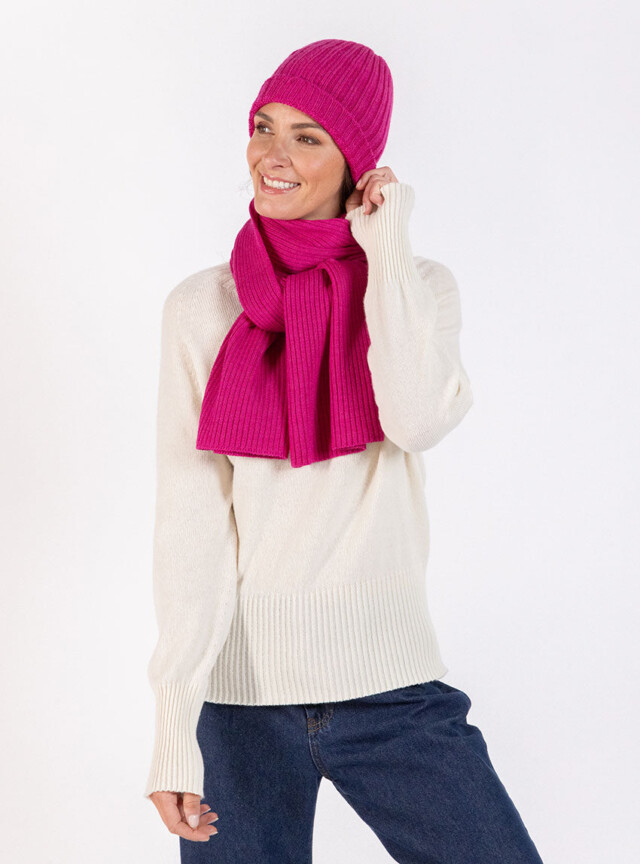Maison Solfin - Bonnet femme en laine mérinos rose – U