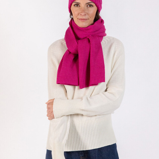 Maison Solfin - Bonnet femme en laine mérinos rose – U