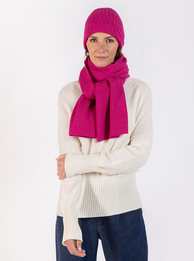 Maison Solfin - Bonnet femme en laine mérinos rose – U