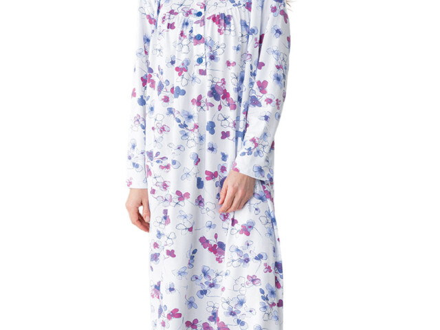 Maison-solfin - Chemise de nuit femme imprimée en coton bleuet – 5