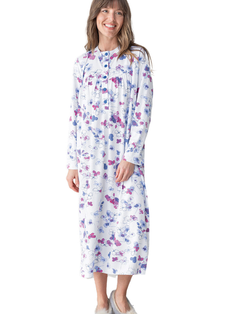 Maison-solfin - Chemise de nuit femme imprimée en coton bleuet – 5