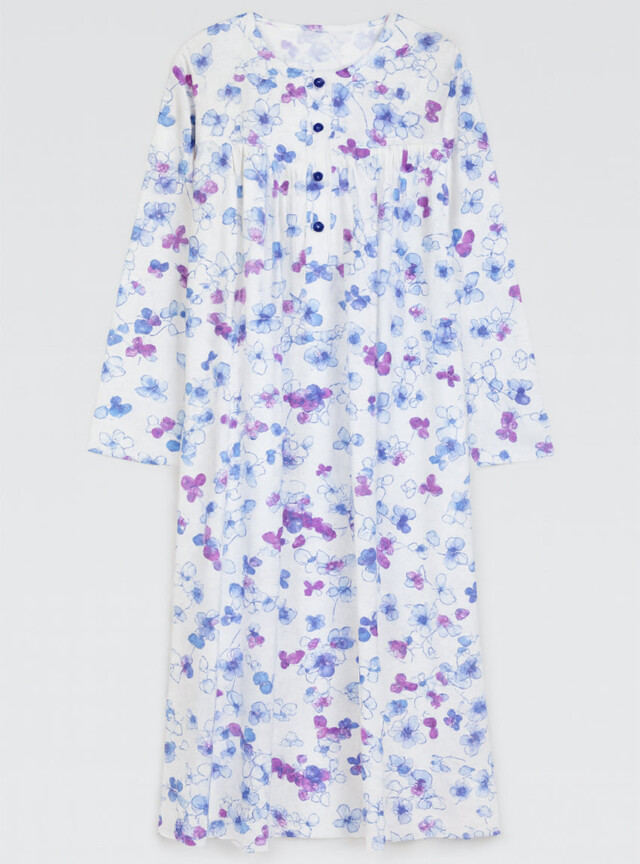 Maison-solfin - Chemise de nuit femme imprimée en coton bleuet – 5