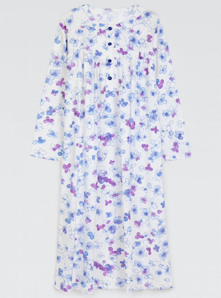 Maison-solfin - Chemise de nuit femme imprimée en coton bleuet – 5