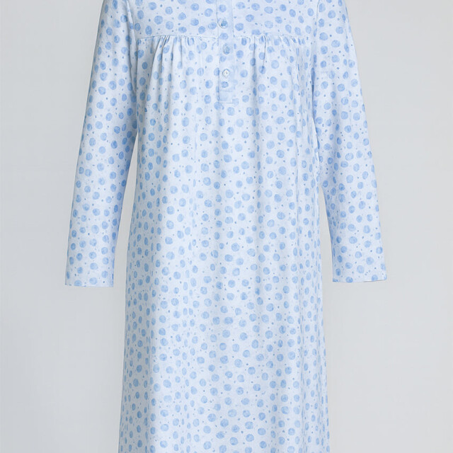 Maison-solfin - Chemise de nuit femme imprimée en coton pois bleus – 5