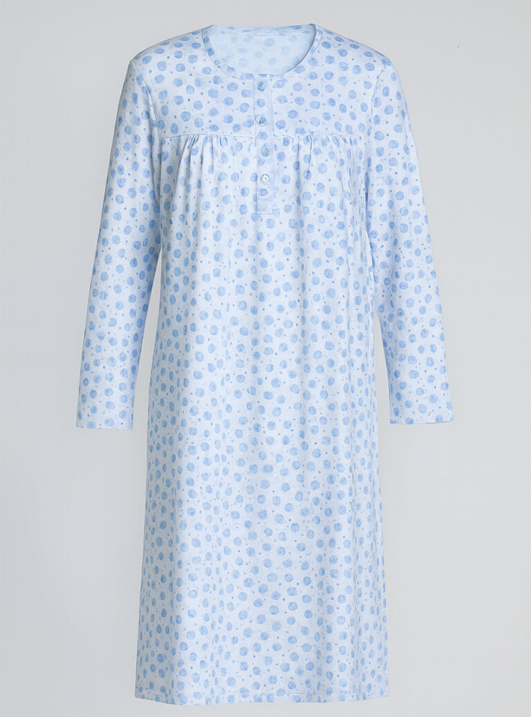 Maison-solfin - Chemise de nuit femme imprimée en coton pois bleus – 5