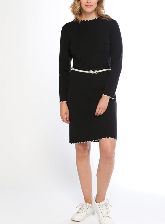 Robe femme en laine mérinos noir par la marque MAISON SOLFIN MAISON SOLFIN - Robe femme en laine mérinos noir
