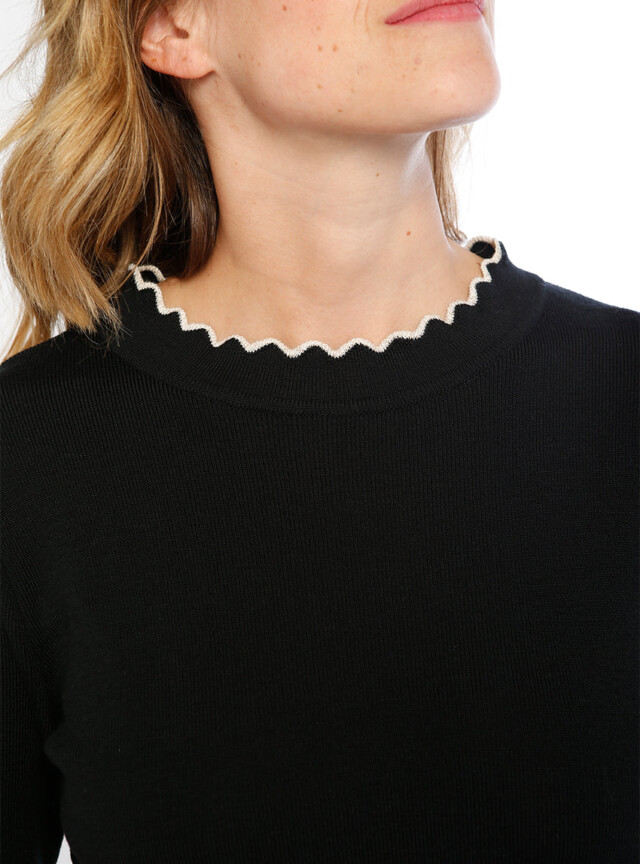 Maison Solfin - Robe femme en laine mérinos noir – 50
