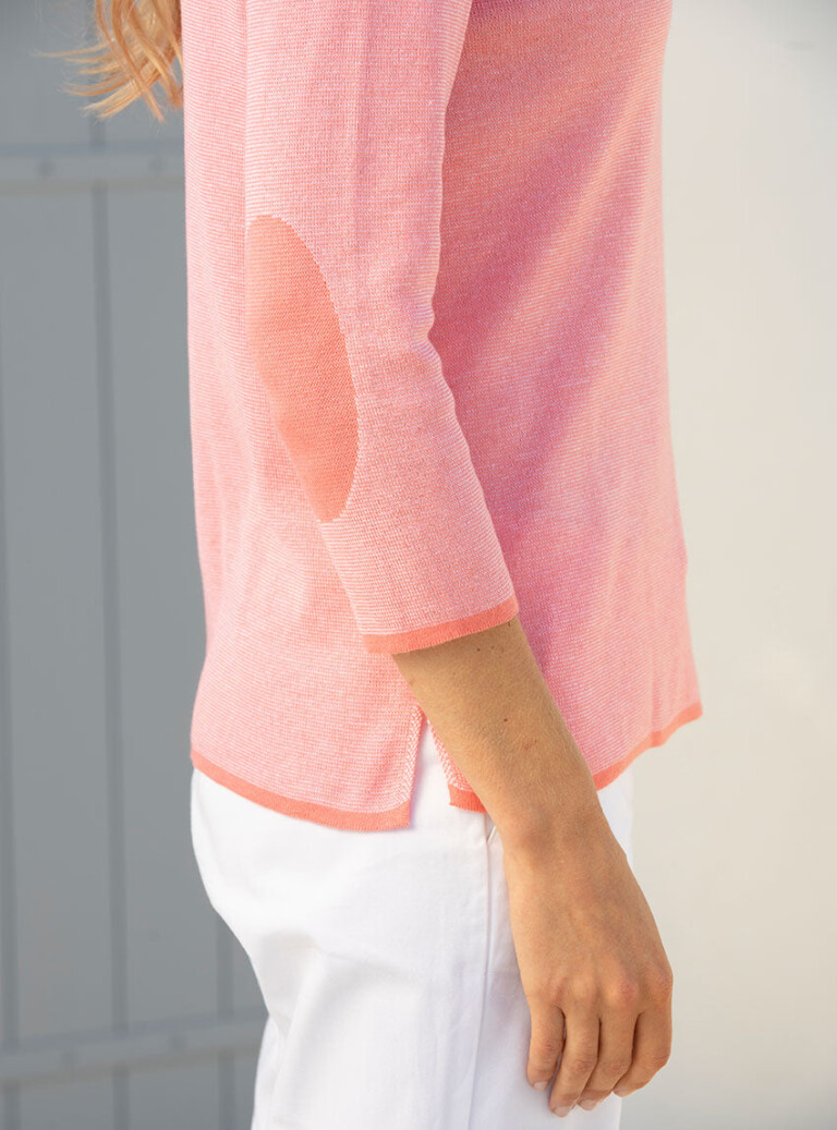 Maison Solfin - Pull femme col rond en coton rose – 52
