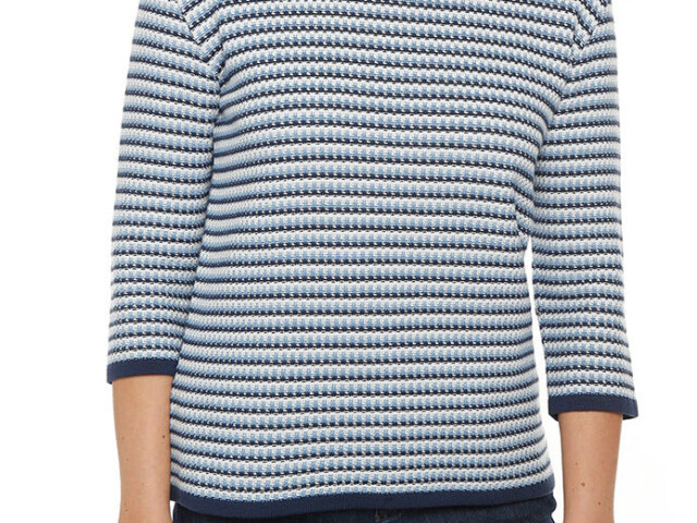 Maison Solfin - Pull femme tricolore rayé bleu – 50