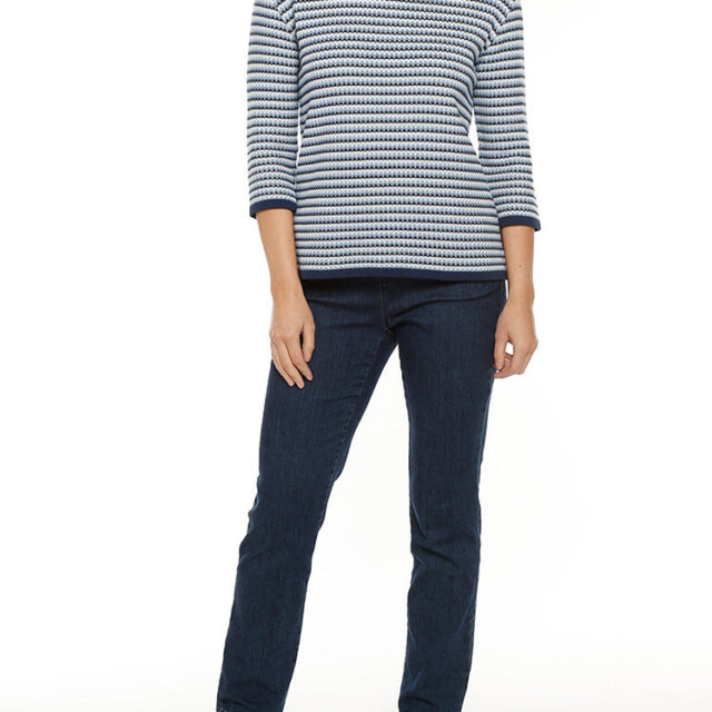 Maison Solfin - Pull femme tricolore rayé bleu – 50