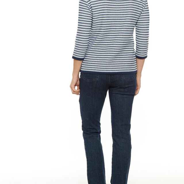 Maison Solfin - Pull femme tricolore rayé bleu – 50