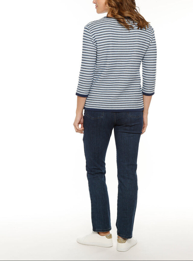 Maison Solfin - Pull femme tricolore rayé bleu – 50
