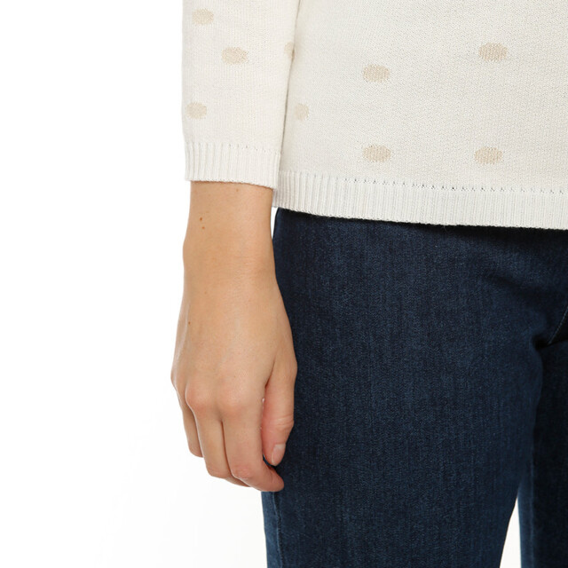 Maison-solfin - Pull femme à pois beige lin en coton – 44