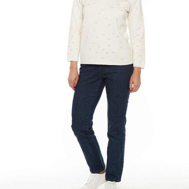 Maison-solfin - Pull femme à pois beige lin en coton – 44