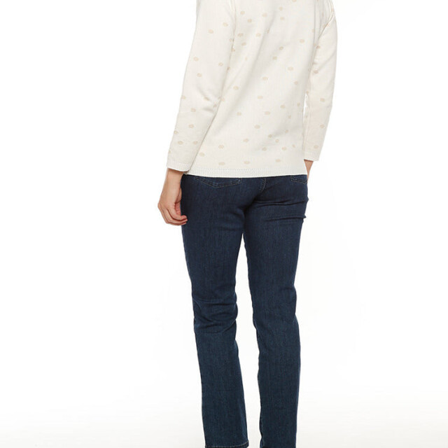 Maison-solfin - Pull femme à pois beige lin en coton – 44