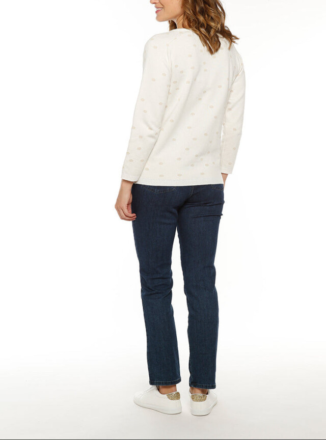 Maison-solfin - Pull femme à pois beige lin en coton – 44
